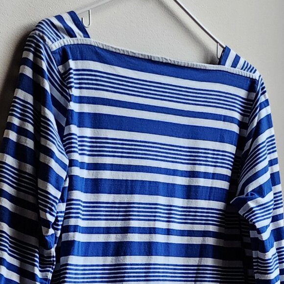 Talbots Blue/White Striped Square Neck Shirt Size X - Picture 11 of 15